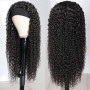 Perruque Bandeau Cheveux Humain - Densité 180% Cheveux Bouclés Brésiliens - Perruque Demi-Tête Half Wig Couleur Noire Naturelle 