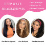 Perruque Bandeau Cheveux Humain - Densité 180% Cheveux Bouclés Brésiliens - Perruque Demi-Tête Half Wig Couleur Noire Naturelle 