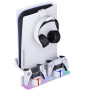 Hosanwell Support Mural pour PS5/PS5 Slim/PS5 Pro Console avec Station de Chargement avec Lumière RGB Multimode, Support Mural C