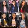Junemet 20 Pouces 9x6 HD Lace Perruque Femme Naturelle Bouclée Brésilien Glueless Wig Human Hair Deep Wave Perruque Sans Colle C