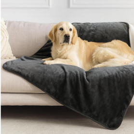 Dreamzie - Plaid Imperméable Chien 100x120 cm - Couverture Imperméable Réversible - pour Lit et Canapé Chien, en Polaire Sherpa 