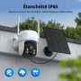Caytail 2K Camera Surveillance WiFi Exterieure sans Fil avec Panneau Solaire, 360° PTZ Camera Exterieur Batterie, 2.4Ghz, PIR Dé