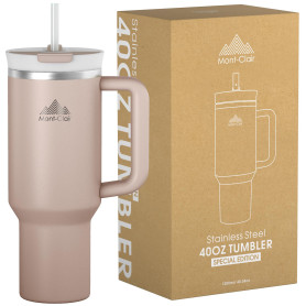 Mont-Clair Tumbler 40oz - Étanche Mug Isotherme avec Paille Couvercle Poignée - Gourde boissons chaudes et froides - Froid penda