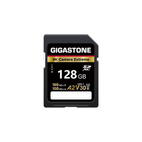 Gigastone A2 V90 Carte Mémoire SDXC 128 Go, 4K Caméra Extreme Série, Vitesse 160 Mo/s. Compatible avec Caméra Canon Nikon Sony P