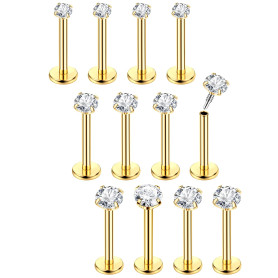 Chriscoco 16G 12Pcs Piercing Nez Acier Chirurgical Piercing Nez Oreile Labret Helix Cartilage Tragus Piercing 6/8mm pour Femmes 