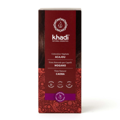 khadi ACAJOU Coloration végétale - Colore vos cheveux d'un rouge velouté et terreux à un brun-rouge foncé intense - 100% végétal