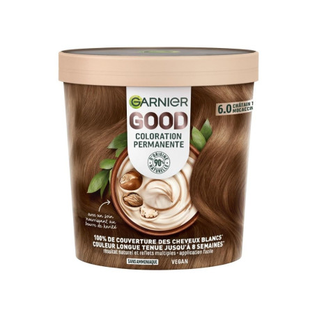 Garnier - Coloration Permanente - Sans Ammoniaque - 90% d'Ingrédients d'Origine Naturelle - Formule Vegan - Beurre de Karité - 1