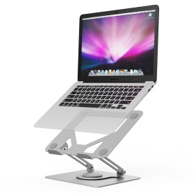 GRIFEMA Support Ordinateur Portable, Support PC Portable Rotatif à 360°, Réglable en Hauteur, Pliable Laptop Stand Compatible av