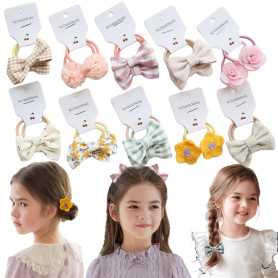 KAQILE 20 élastiques pour cheveux pour garçons et filles avec nœud, élastiques colorés pour queue de cheval (couleur A-10 paires