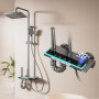 Umisu Colonne de Douche avec Écran LED Numérique et Horloge, Éclairage d’Ambiance, Robinetterie Réglable en Hauteur avec Boutons