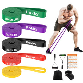 Fokky Elastique Musculation,5 Niveaux différents Élastique Musculation,Bande Elastique Musculation avec Poignées Ancre de Porte