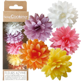 ScrapCooking - 5 Dahlias Assortis en Azyme - Fleurs Comestibles Décoration Gâteau - Déco Alimentaire Pièce-Montée, Cupcakes, Pât