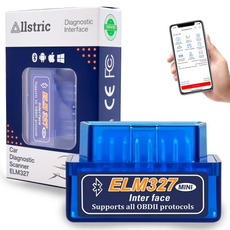 Allstric® Obd2 Diagnostic Voiture Multimarque. Elm 327 Outils Diagnostics système Moteur OBD-II. OBD2 Bluetooth Original pour Di