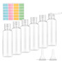 Flacon Voyage Avion, Romon 6 Pièces 100ml Vides en Plastique Transparent Kit Voyage Avion avec 2 Entonnoirs & 24 étiquettes Voya