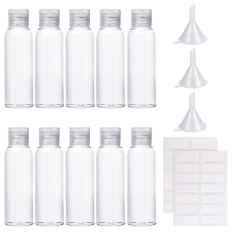 Sinofort 100ml Flacon Voyage, 10 Pièces Kit Voyage Avion, Bouteilles de Voyage Flacons Vide de Voyage Contenant Voyage avec Seri