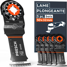 Presch Lames Scie Oscillante Bois 50x32mm 5 pcs. - Lames Starlock pour remplacement sans outil - Résultats précis grâce à la den