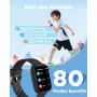 BIGGERFIVE Montre Enfant Non Connectée ou Connectée Librement, 1,8" Smartwatch Podomètre, Cardiofrequencemètre, IP68 Étanche, Mo