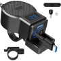 OBEST Chargeur de téléphone portable pour moto avec indicateur de tension (avec interrupteur), prise USB pour moto, 12-24 V, uni
