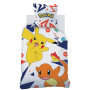 Pokemon Pika Parure de Lit Enfant 140x200 cm | 100% Coton | Oeko-TEX | Housse de Couette 1 Personne 140x200 cm + 1 Taie d'oreill