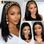 BECUS Perruque Bandeau Perruque Femme Naturelle Lisse Noire 14 pouces – Wig Bandeau Synthétique Sans Colle, Droite, Idéale pour 