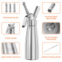 Newaner 500ml siphon chantilly, syphon à crème en aluminium avec 3 Douilles en Acier Inoxydable et 1 brosse de nettoyage, pour d