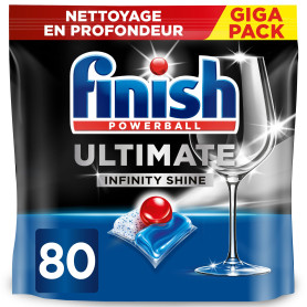 Finish Ultimate Infinity Shine Pastilles Lave-Vaisselle, Imbattable contre les taches tenaces, 80 capsules