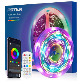RGB+IC Ruban LED 1M Bande Led Strip avec APP et Télécommand 5V Dimmable Multicolore Bande lumineuse, Musique Synchroniser, USB L