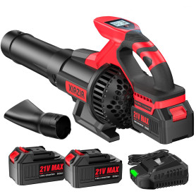 Souffleur de Feuilles sans Fil avec Écran LCD, 3 Vitesses, 2×4.0Ah Batteries et Chargeur Rapide, Souffleur Électrique Léger pour