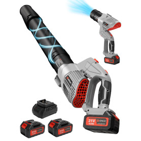 Souffleur à Feuilles sans Fil,Mode Turbo,1189m³/h,21V,souffleur à Feuilles 5 Vitesses avec 2 Batteries de 4.0 Ah et Chargeur,Rot