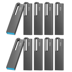 JOIOT 16Go Clé USB 3.0 Lot de 10 Clef USB Métal Imperméable Flash Drive Clés USB 16 Go pour PC, Ordinateur Portable, Stockage de