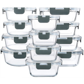 MCIRCO Lot de 12 boîtes de rangement en verre