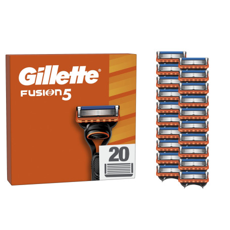 Gillette Recharges De Rasoir Fusion5 Pour Hommes, Pack De 20, AUTHENTIQUES, Cartouches Avec Bande Lubrifiante Et 5 Lames Pour Un