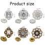 12 pièces de boutons dorés vintage avec strass et perles, boutons floraux en métal à coudre, boutons de cristal élégants pour co