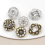 12 pièces de boutons dorés vintage avec strass et perles, boutons floraux en métal à coudre, boutons de cristal élégants pour co