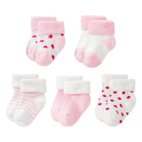 KSBBHDS Lot de 5 Paires de Chaussettes Thermiques Épaisses pour Bébé 0-6 Mois, Déodorantes et Antibactériennes, Rose