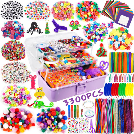 Purpledi 3300+ Pièces Kit Bricolage Enfants, DIY Activité Manuelle Enfant Feutrine Loisir Creatif, DIY Activité Manuelle Loisir 