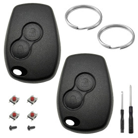 2 Pièces Coque Clé de Voiture 2 Boutons Compatible avec Dacia Duster Dokker Logan Lodgy Sandero Stepway Boîtier Cle Télécommande