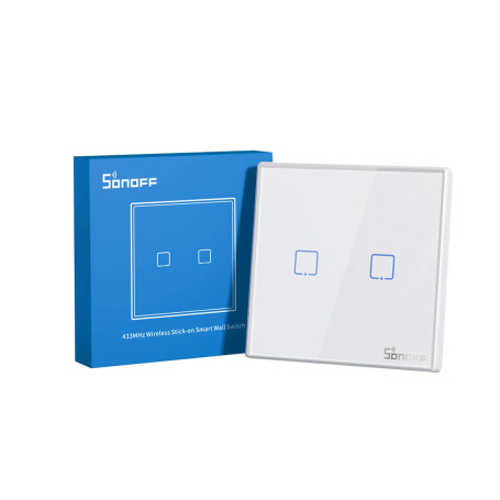 SONOFF 433MHz Télécommande RF sans fil 86 Type Panneau mural Sticky 2 Gang