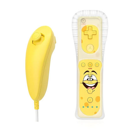 QUMOX Télécommande Wii et Nunchuck Jaunes compatibles avec la Console pour Wii/Wii U (Motion Plus Non Incluse)