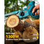 Mini Tronconneuse à Batterie 1300W, 8 et 6 Pouces Tronçonneuse Électrique Sans Fil pour Branches et Jardin, 8000mAh Cordless Cha
