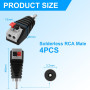 AXFEE 4 PCS RCA Vers Haut-parleur Adaptateur, Fiche Sans Soudure Haut-parleur Phono, RCA Mâle Vers AV Ressort Presse pour Audio 