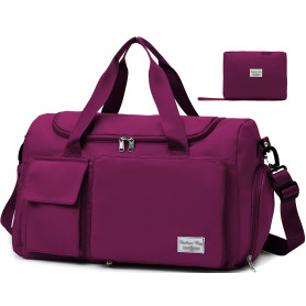 Tokeya Sacs de Sport Femme, Pliable Sac de Voyage avec Compartiment Chaussure y Poche Humide, Grande Capacité Sac de Fitness, Im