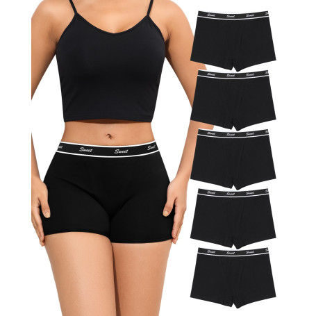 Levao Boxer Femme Coton Culotte Femme Coton Shorty Shorts Caleçons Femmes Anti Frottement sous Vetements Confortable Respirant P