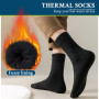 Josnown Chaussettes Chaudes Homme, Chaussettes Hiver Thermiques en Laine, Semelles Épaisses en Tissu Éponge pour Randonnée, Mais