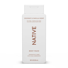 Native - Gel Douche Femme et Homme - Sans Parfums Artificiels ni Huiles Minérales - Savon Corporel Noix de Coco et Vanille - Net