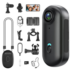 LXMIMI Caméra d'action WiFi, Camera Sport 170° Minicaméra Sportive WiFi HD 1080P, Petite-caméra d'action, Caméra Vidéo Vélo, Cam