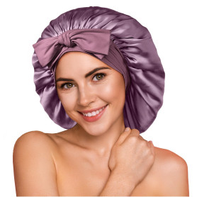 Umisleep Bonnet de Nuit 22 Momme en 100% Soie de mûrier - Bonnet de Nuit Doux Double Face pour Cheveux bouclés - Respirant - Lar