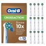 Oral-B Pro Brossettes De Rechange Cross Action ORIGINALES, Lot de 12 Embouts Ronds, Blancs, Compatibles Avec Des Brosses Electri
