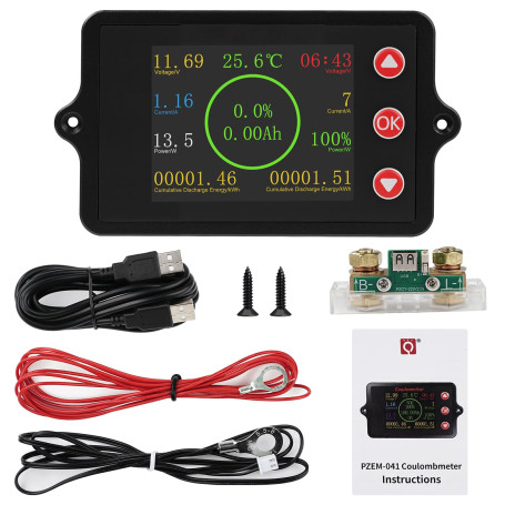Moniteur de batterie DC 8-100V 300A testeur de batterie indicateur de courant de Batterie capacité moniteur avec capteur shunt e