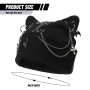 Calkkrer Bonnet en Tricot Noir avec Oreilles de Chat Style Goth, Beanie Grunge pour Femmes Look Y2K, Accessoire Streetwear pour 